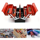 Heavy-Duty 3-Tier Metal Tool Box – 5 Tray Cantilever Storage Case (43×22×21cm, Red)