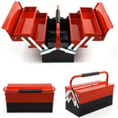 Heavy-Duty 3-Tier Metal Tool Box – 5 Tray Cantilever Storage Case (43×22×21cm, Red)