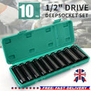 10-Piece 1/2" Drive Deep Impact Socket Set