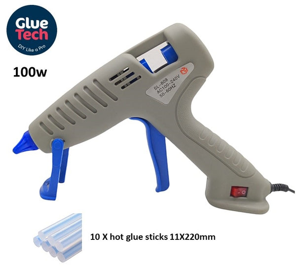 100W GRAY Professional Glue Gun (With Glue Sticks)