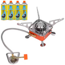 Mini Camping Stove with 4 Butane Gas Canisters