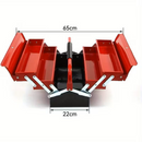 Heavy-Duty 3-Tier Metal Tool Box – 5 Tray Cantilever Storage Case (43×22×21cm, Red)