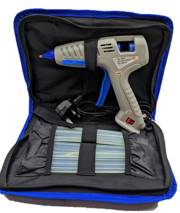 100W Professional hot glue gun KIT gray (With 12 Sticks and kit Bag)