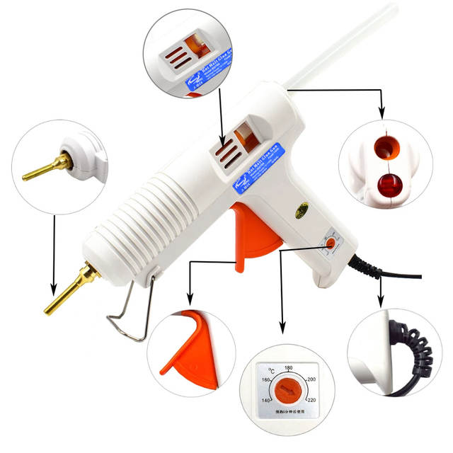120W Professional Hot Glue Gun With Adjustable Thermostat (With 10 Sticks)