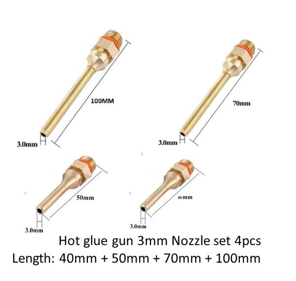 Hot Melt Glue Gun Nozzle 4pcs Set  40/50/70/100mm