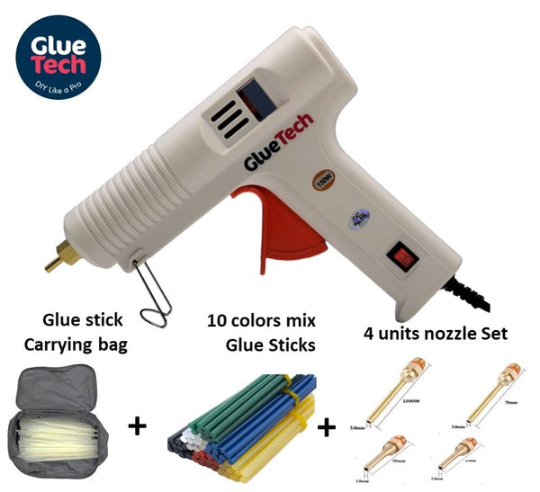 All included 150W Hot Melt Glue Gun kit color glue sticks+ 4 nozzle Professional kit