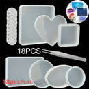 18pcs Silicone Epoxy Resin Mould Set Coasters & Crafting Kit  Heart & Oval Shapes