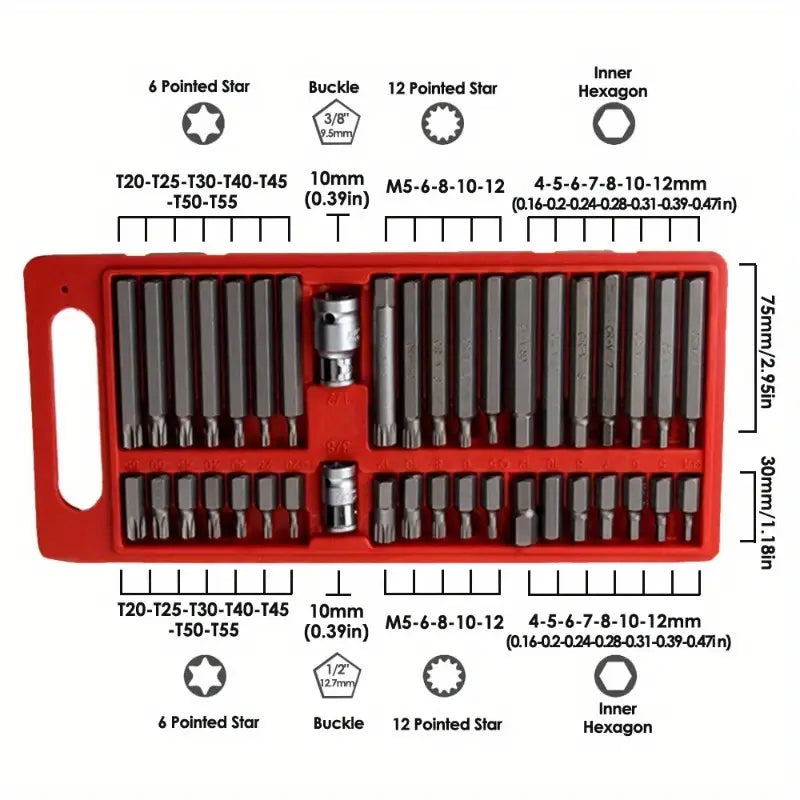Spline Bit Set Torx Bit Set – Hex, Spline & Torx for Impact Drivers