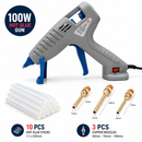 100W Professional Hot Melt Glue Gun kit 10X Glue Sticks 3 nozzles UK fuse plugON/OF