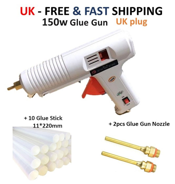 150W Hot Glue Gun KIT Professional Kit (With 2pcs Nozzles and 10 Sticks)