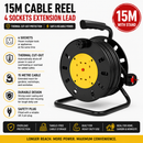 4 Socket Cable Reel Extension Lead with Thermal Cut-Out | 10M 15M 25M 50M