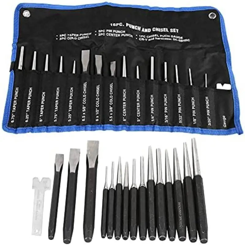 16-Piece Mechanics Punch and Chisel Set – Heavy Duty  Masonry & Automotive Use