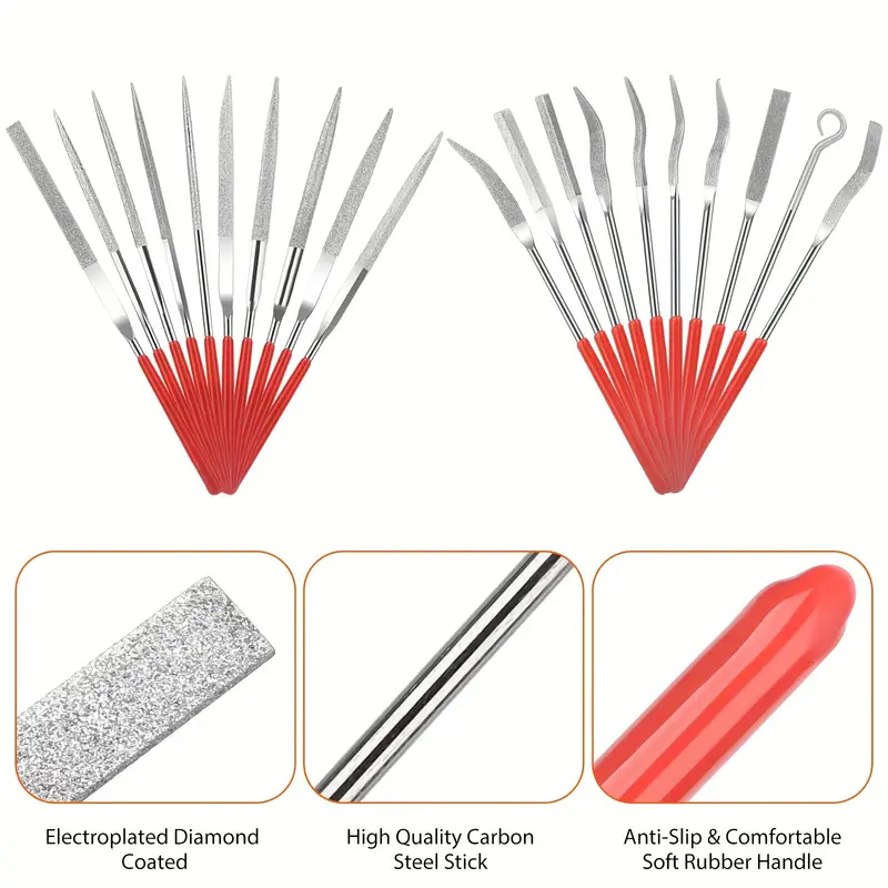 20pcs Diamond Needle File Set – 3×140mm Mini Polishing & Carving Tools