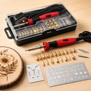 22Pc Wood Burning Pyrography Kit Soldering Tool Set Brass Tips Box Craft DIY