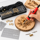 22Pc Wood Burning Pyrography Kit Soldering Tool Set Brass Tips Box Craft DIY