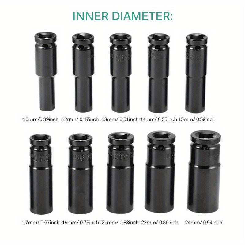 10-Piece 1/2" Drive Deep Impact Socket Set