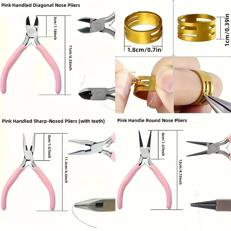8pcs/set Pink Jewelry Making Tool Set