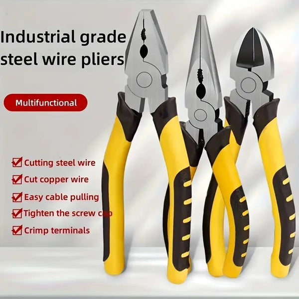 3pcs Pliers Set – Wire Cutter, Long Nose & Angled Pliers | Durable, Labor-Saving, Non-Electric Hand Tools
