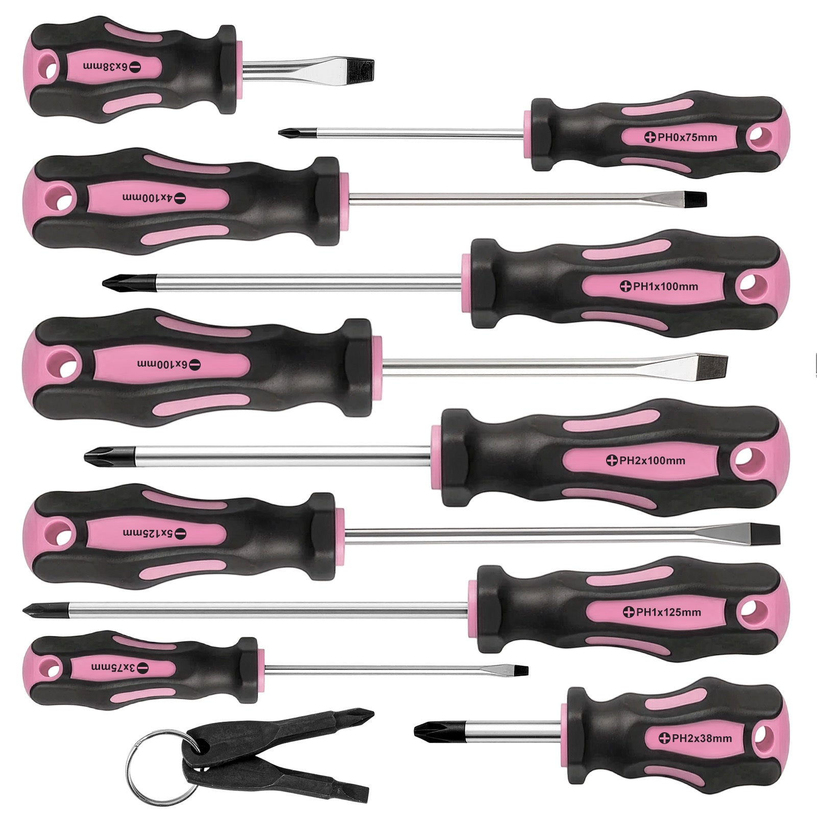 12pc Magnetic Screwdriver Set – 5 Phillips, 5 Flathead + 2 Key Drivers