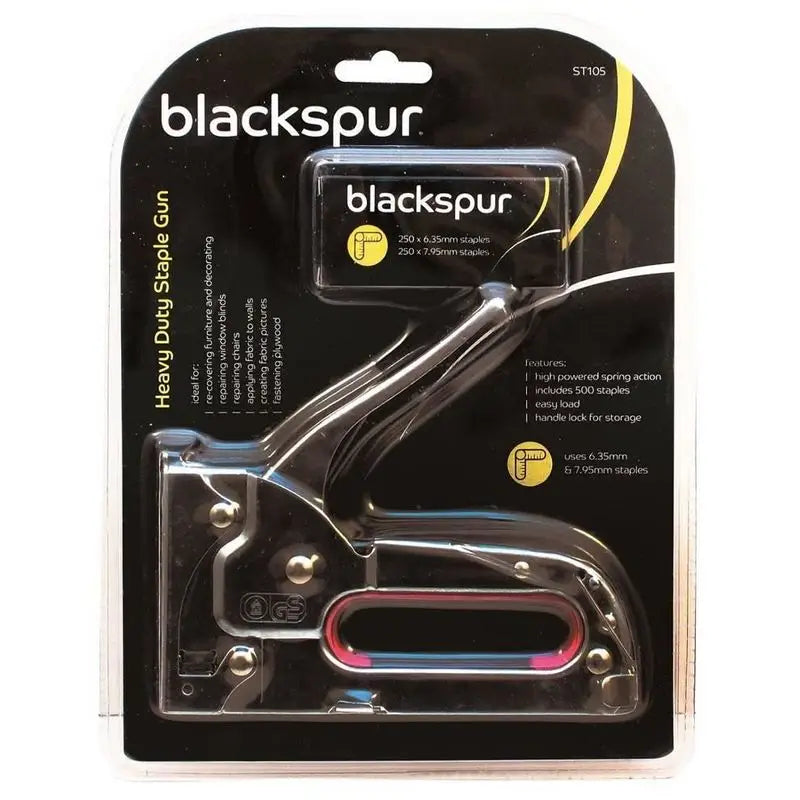 Heavy Duty Staple Gun – Chrome-Plated Steel  Ergonomic Grip  Includes 500 Staples