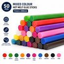 50pcs Mixed Colour Hot Melt Glue Sticks – 11mm x 200mm | Multi-Colour Glue Sticks