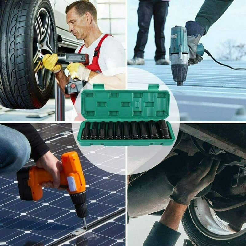 10-Piece 1/2" Drive Deep Impact Socket Set