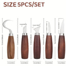 5pcs Wood Carving Knife Set – Carbon Steel Engraving Tools with Wooden Handle