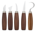 5pcs Wood Carving Knife Set – Carbon Steel Engraving Tools with Wooden Handle