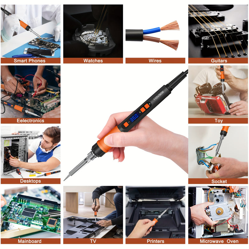 11-in-1 Digital Soldering Iron Kit – 90W Ceramic Heater with LCD Display