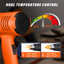 2000W Heat Gun Hot Air Gun Dual Temperature 4 Nozzles - Orange