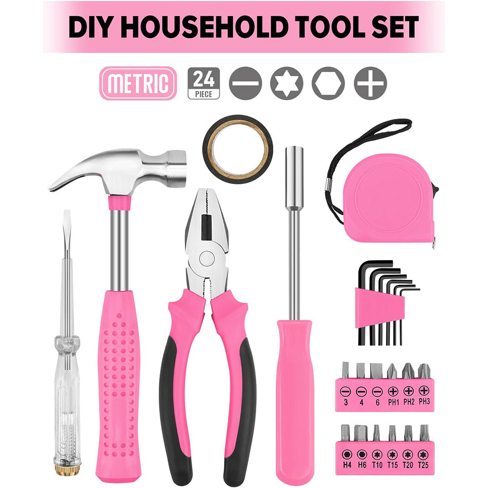 Pink Snow Tools 24-Piece Pink Tool Kit