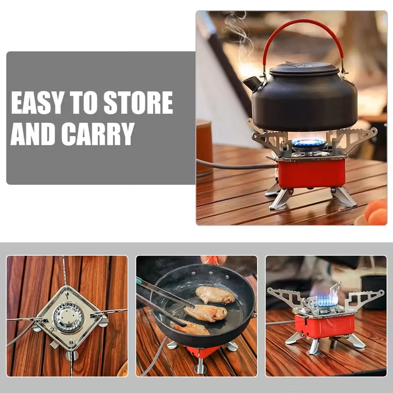 Mini Camping Stove with 4 Butane Gas Canisters