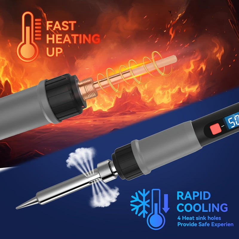 Digital Soldering Iron Kit – 90W Ceramic Heater with LCD Display