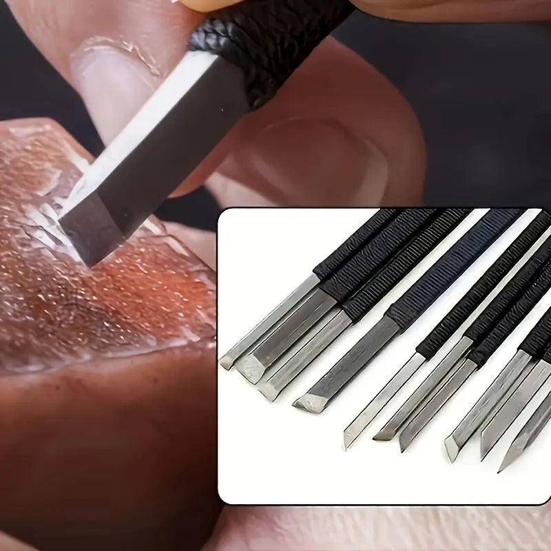 10pcs High Carbon Steel Crafting Knives Set – Wood, Stone &amp; Seal Carving Tools