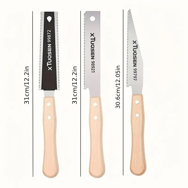 Japanese Pull Saw 3pcs Set Double-Edged Woodworking Handsaw