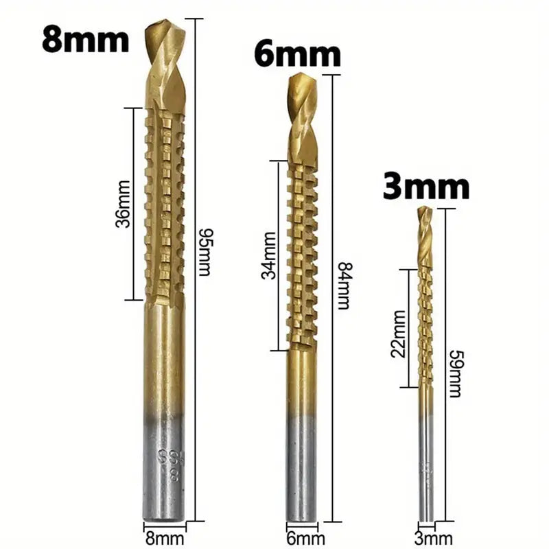 6Pcs Titanium Coated Spiral Step Cone Drill Bit Set 4-32mm with Hex Shank