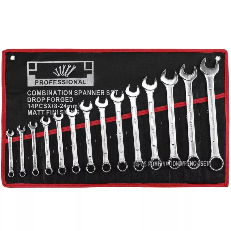 Spanner Wrench Set 14 Metric Combination Open End Spanners 8-24 mm set