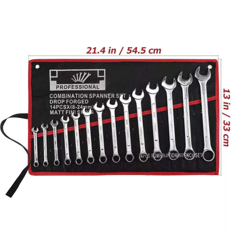 Spanner Wrench Set 14 Metric Combination Open End Spanners 8-24 mm set