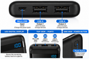 10000mAh Mini Power Bank Compact Portable Charger LED Display Dual USB