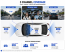 3 Channel 1080P Car Dash Cam – Front, Interior & Rear Recording