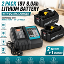Replacement Batteries with DC18RC Charger - Compatible with Makita