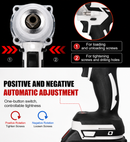 Cordless Impact Wrench 1/2" Brushless High Torque 2 Batteries