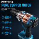 18V Cordless Drill Driver Kit - 2 Batteries - Electric Screwdriver