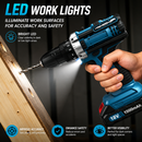 18V Cordless Drill Driver Kit - 2 Batteries - Electric Screwdriver