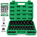 20-Piece 1/2" Drive Deep Impact Socket 8-32mm 6 Point
