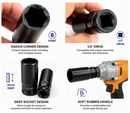 20-Piece 1/2" Drive Deep Impact Socket 8-32mm 6 Point