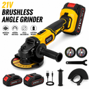 125mm Brushless Cordless Angle Grinder 21v – 2 x Batteries yellow