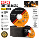 25 Pack 115mm Metal Cutting Discs | 1.2mm Thin Cut-Off Wheels | 4.5"