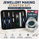 Jewellery Making Starter Kit – 9Pcs Pliers & Tools Set + 50M 0.7mm Craft Wire