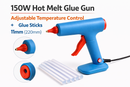 150W Hot Melt Glue Gun 11mm Adjustable Temperature + Glue Sticks